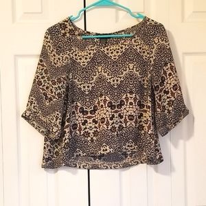 Boho cropped boxy blouse, juniors XS